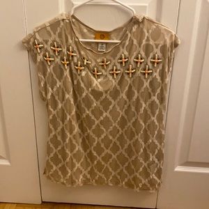 Beige top, PETITES MEDIUM